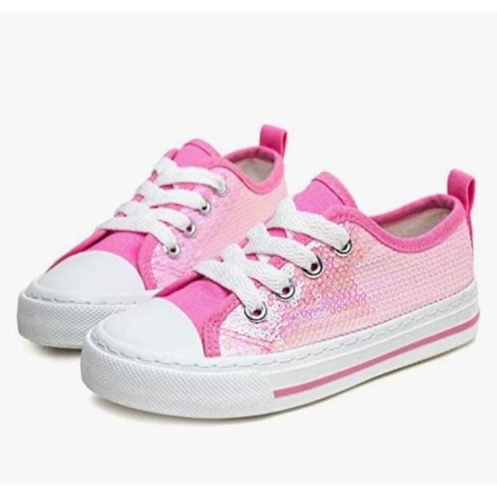Toandon Girls Kids Sneakers Sparkle Fashion Glitter Sequins Canvas Shoes Size 3